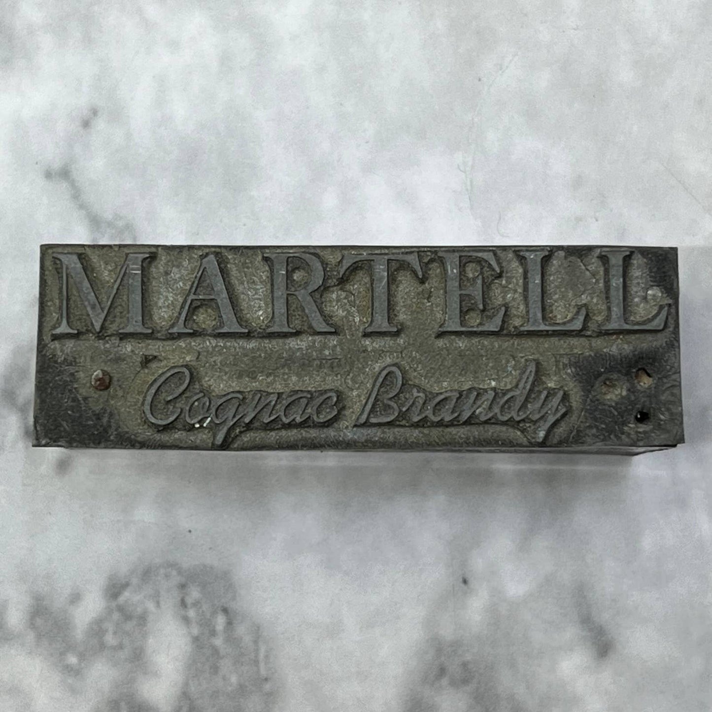 Vintage Printing Letterpress Printers Block Plate Martell Cognac Brandy TJ516
