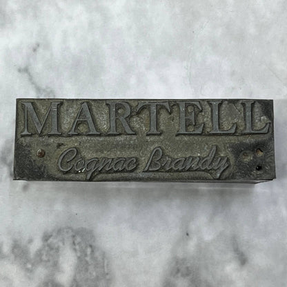 Vintage Printing Letterpress Printers Block Plate Martell Cognac Brandy TJ516