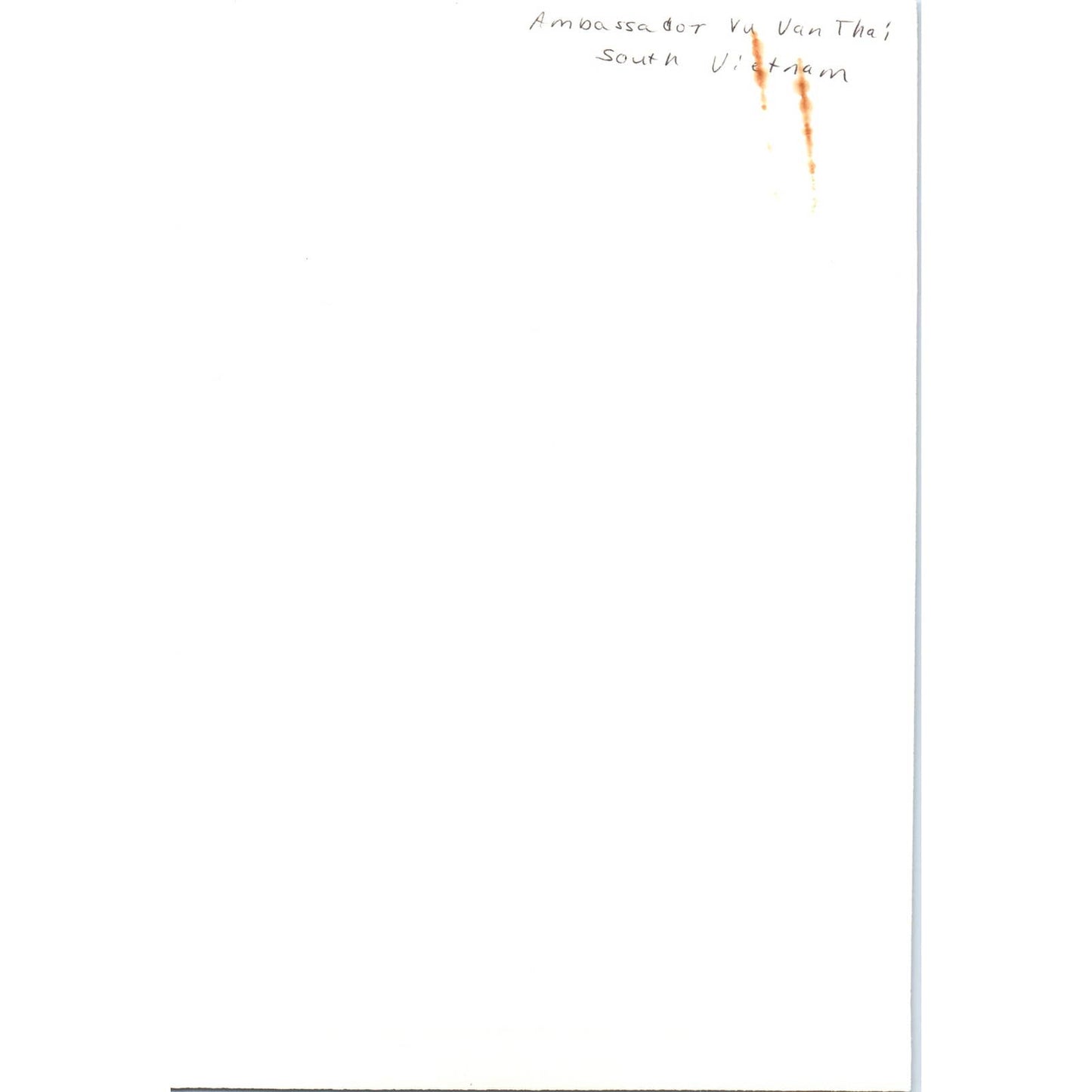 South Vietnam Ambassador Vu Van Thai Original Photo 5x7 TK1-P5