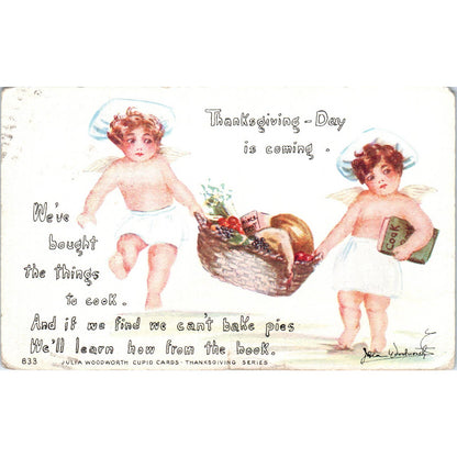 Thanksgiving Julia Woodworth Cupid Cards 1913 Original Postcard TK1-22