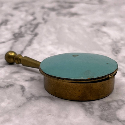 Vintage Brass Tone Silent Butler Ashtray Crumb Catcher Hinged Lid 3 X 1.5” SA2