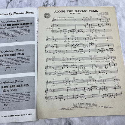 Along The Navajo Trail 1945 Vintage Sheet Music Dianh Shore V41-1