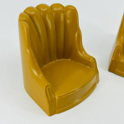 1950s MCM Dollhouse Furniture Celluloid Tan Armchair Set of 2 TD6