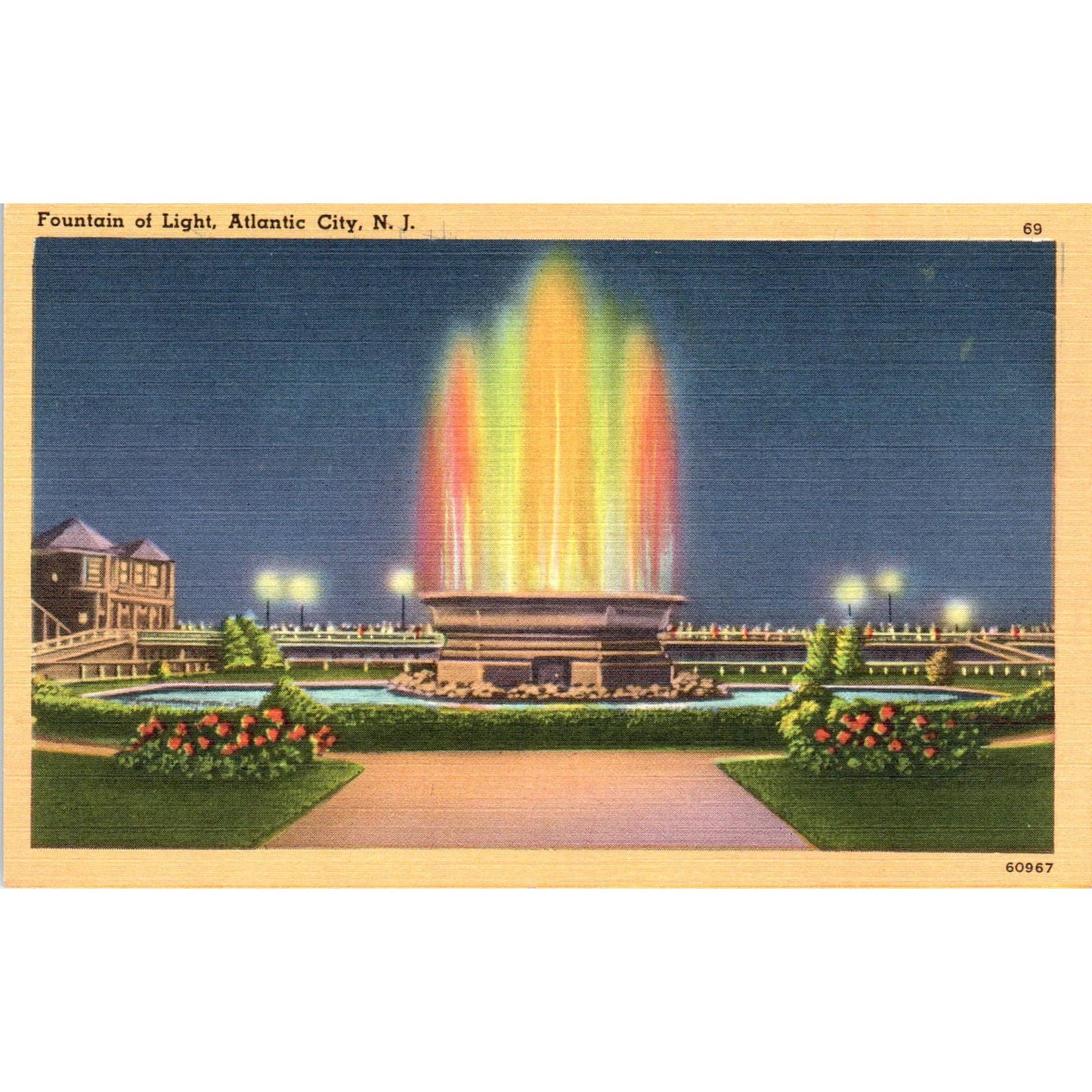 Vintage Postcard Fountain of Light Atlantic City New Jersey EA3