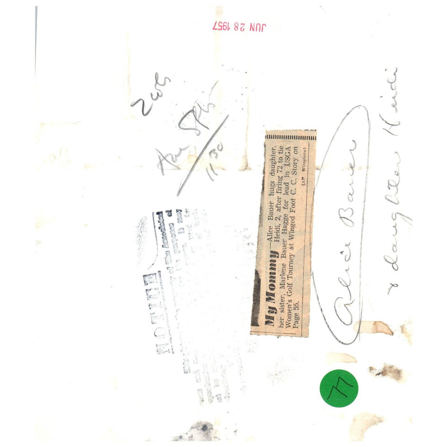 1957 Original Press Photo Ladies' USGA Golf Alice Bauer Winged Foot SC ~8x10 AD1