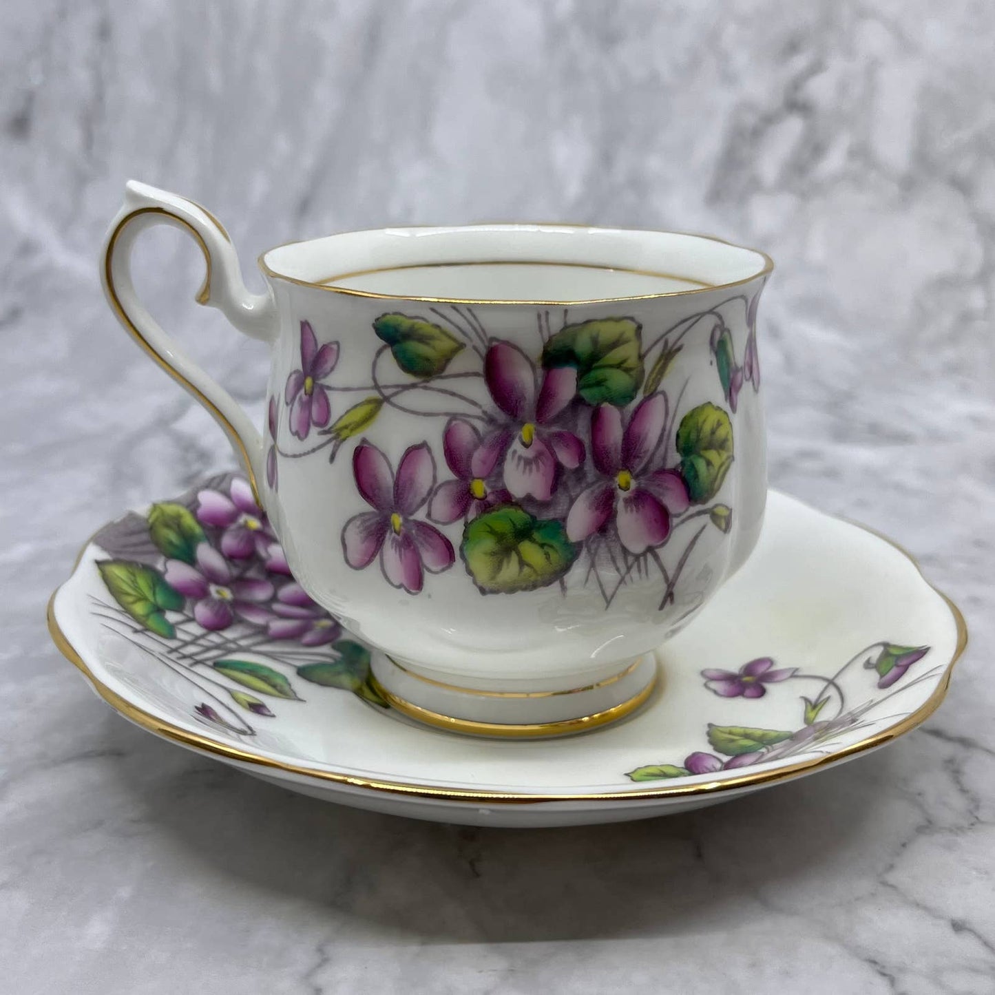 Hand Painted Royal Albert Bone China Flower of the Month #2 Cup & Saucer TD1