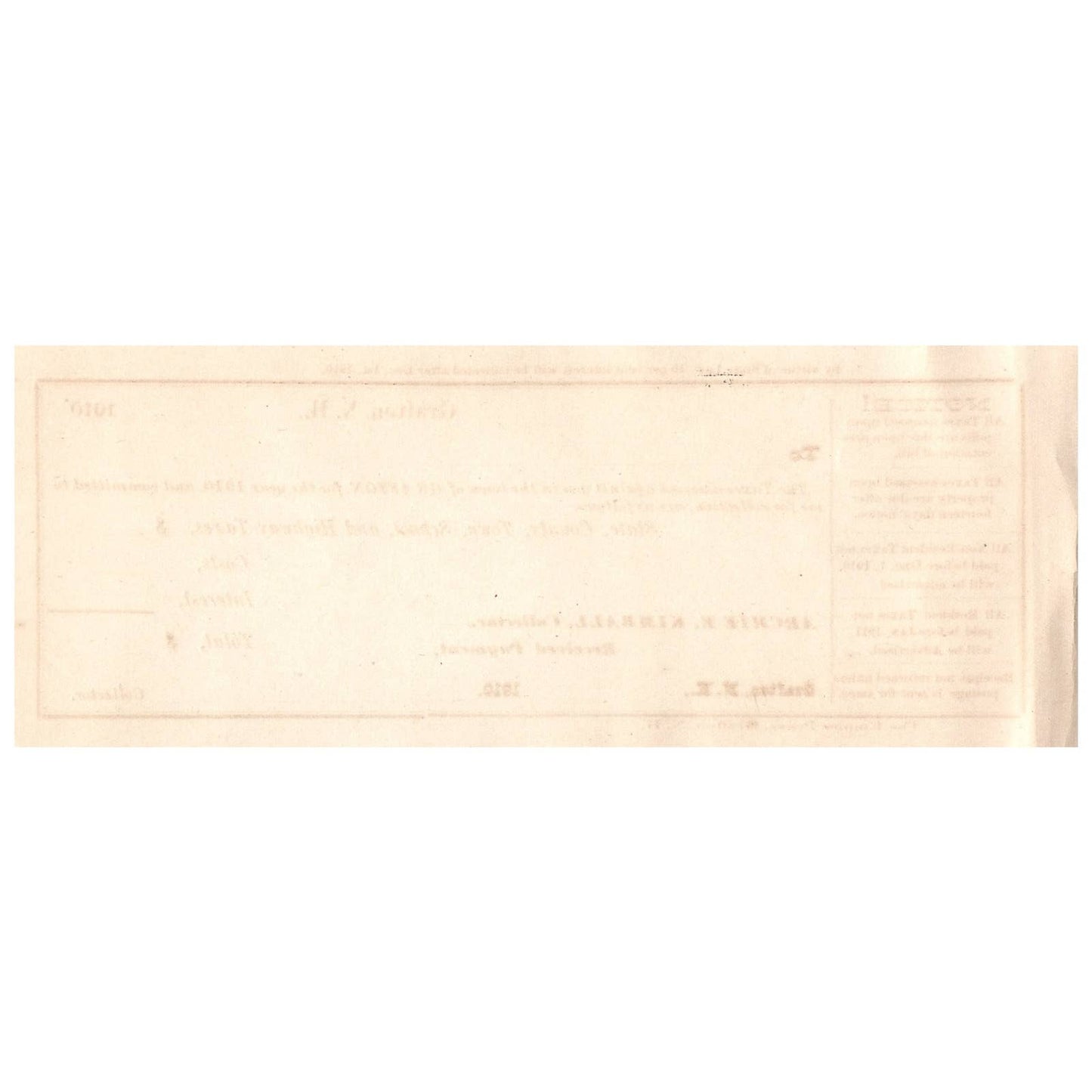 1910 Grafton NH Tax Collection Receipt Form Billhead Empire Press SE4