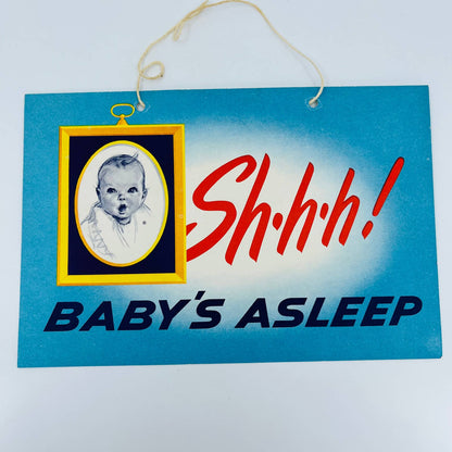 Vintage 1960s Gerber’s Baby Food SHHH! BABY'S ASLEEP Door Sign Advertisement C1