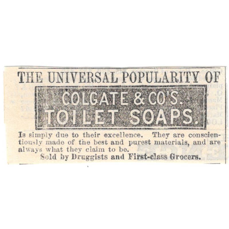 Colgate & Co's. Toilet Soaps - Ad 1878 Original TJ7-L2-3