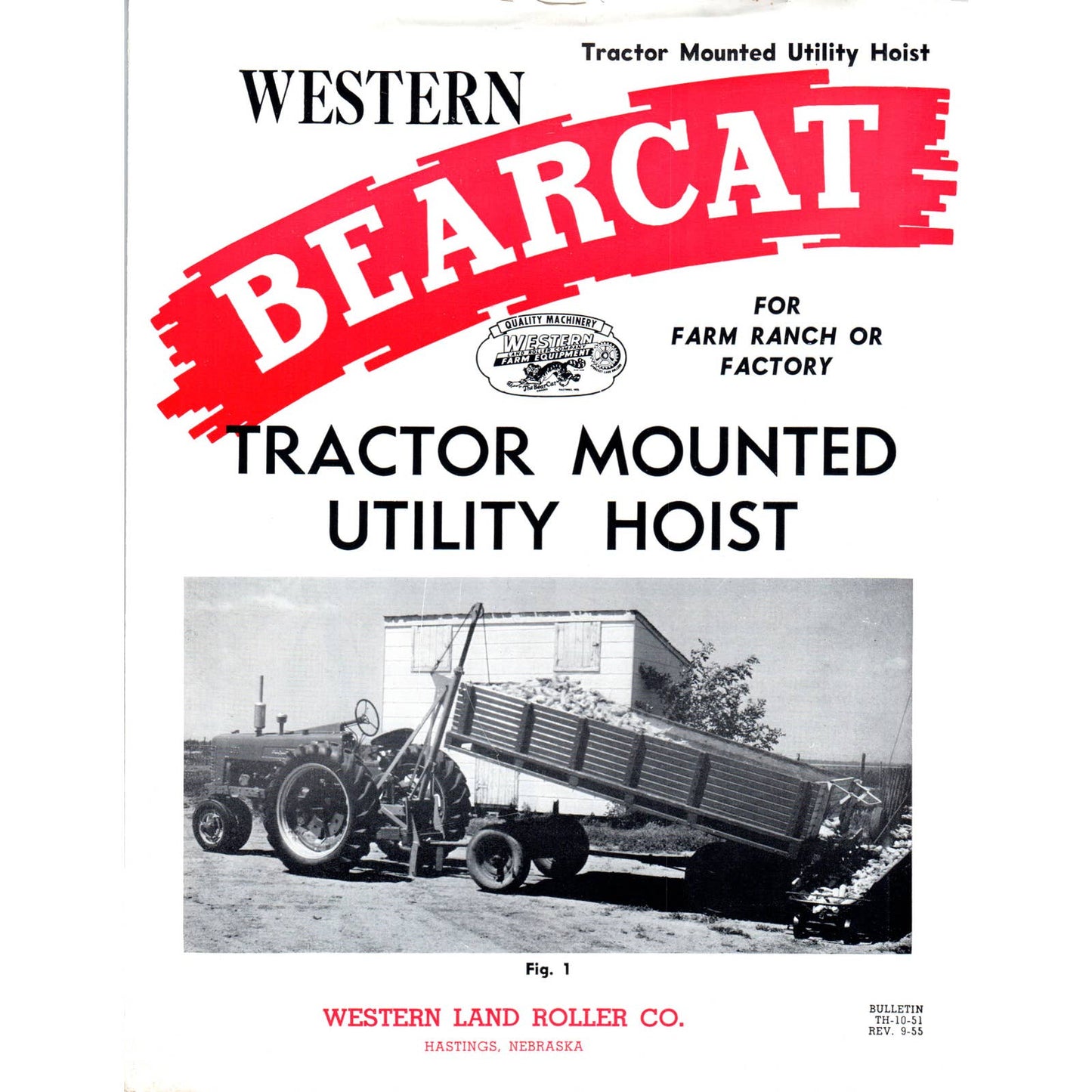 1955 Advertising Brochure Western BearCat Tractor Mounted Utility Hoist AD4