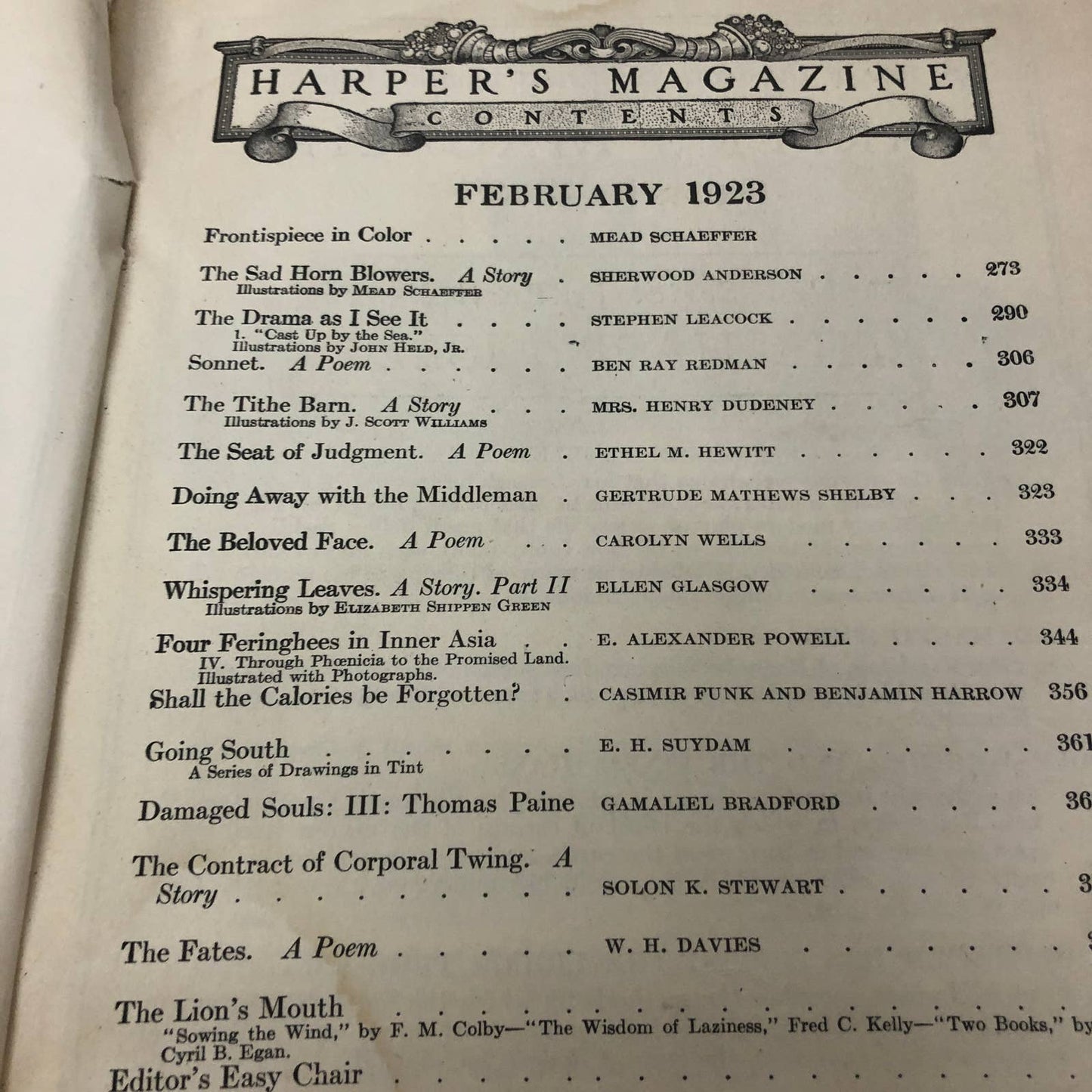 Harpers Monthly Magazine February 1923 A New Series of Burlesque Stephen Leacock