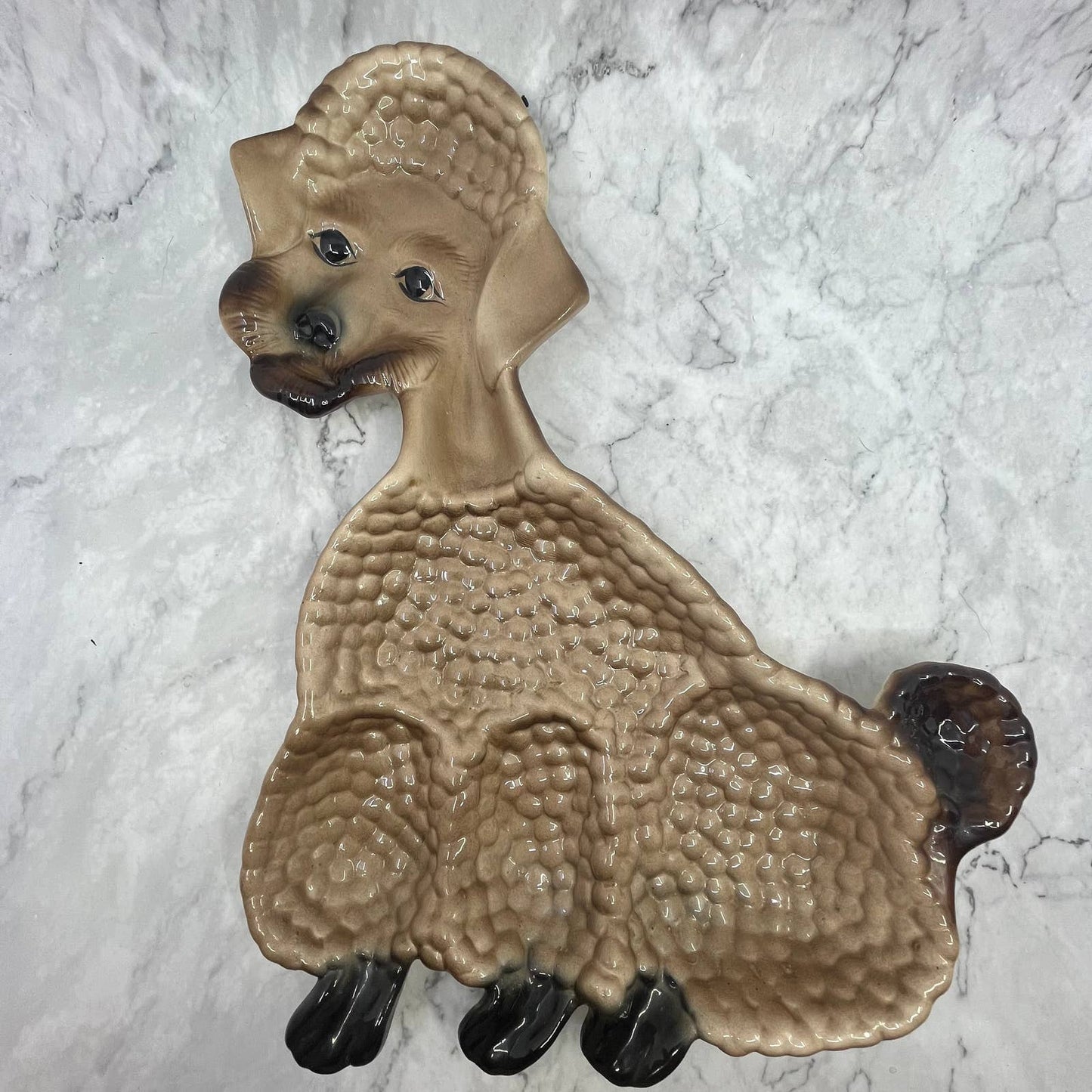 MCM California Art Pottery Large Poodle Serving Platter Wall Hanger 11x16 TI8