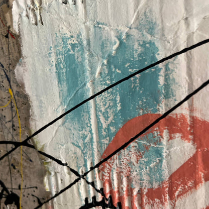 Original Framed Mixed Media Abstract Art Painting 23x19" 1985 w/ COA