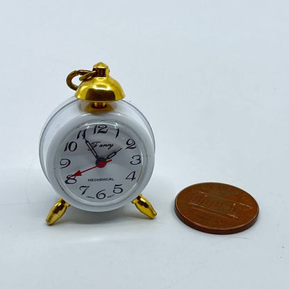 Vintage Fancy Mechanical Mini Clock White Untested SD3