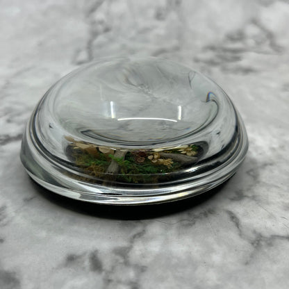 Vintage Paperweight Glass Floral 3" Floral Woodland Scene Pinecones TK3