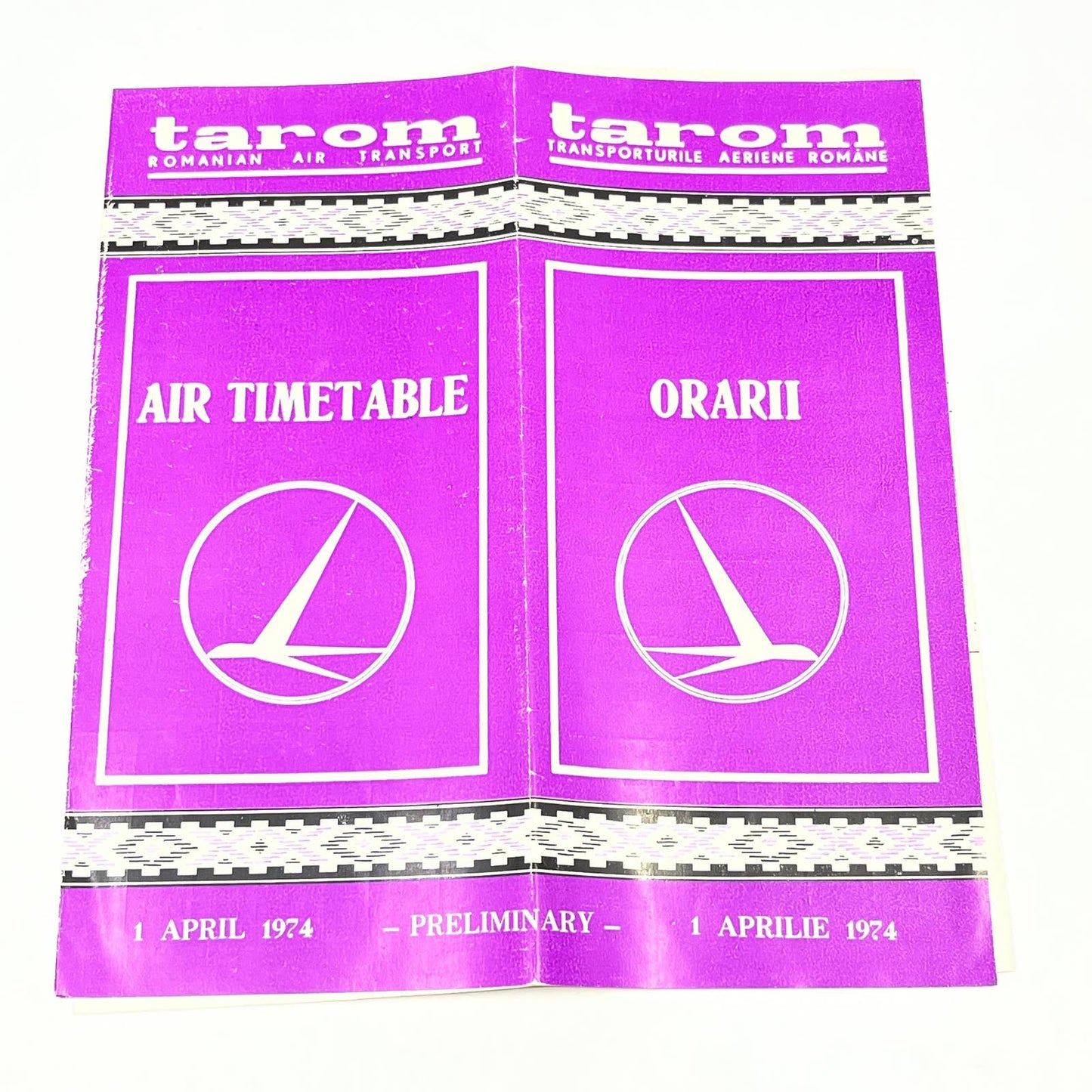 1974 Romanian Air Airlines Tarom Domestic Timetable Orarii AB9