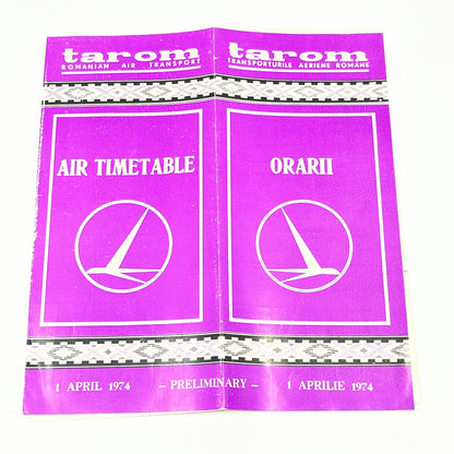 1974 Romanian Air Airlines Tarom Domestic Timetable Orarii AB9