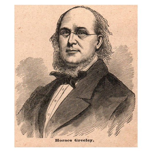 Horace Greeley / Charles Sumner Portrait 3x3.5" Original Engraving 1899 TJ8-5