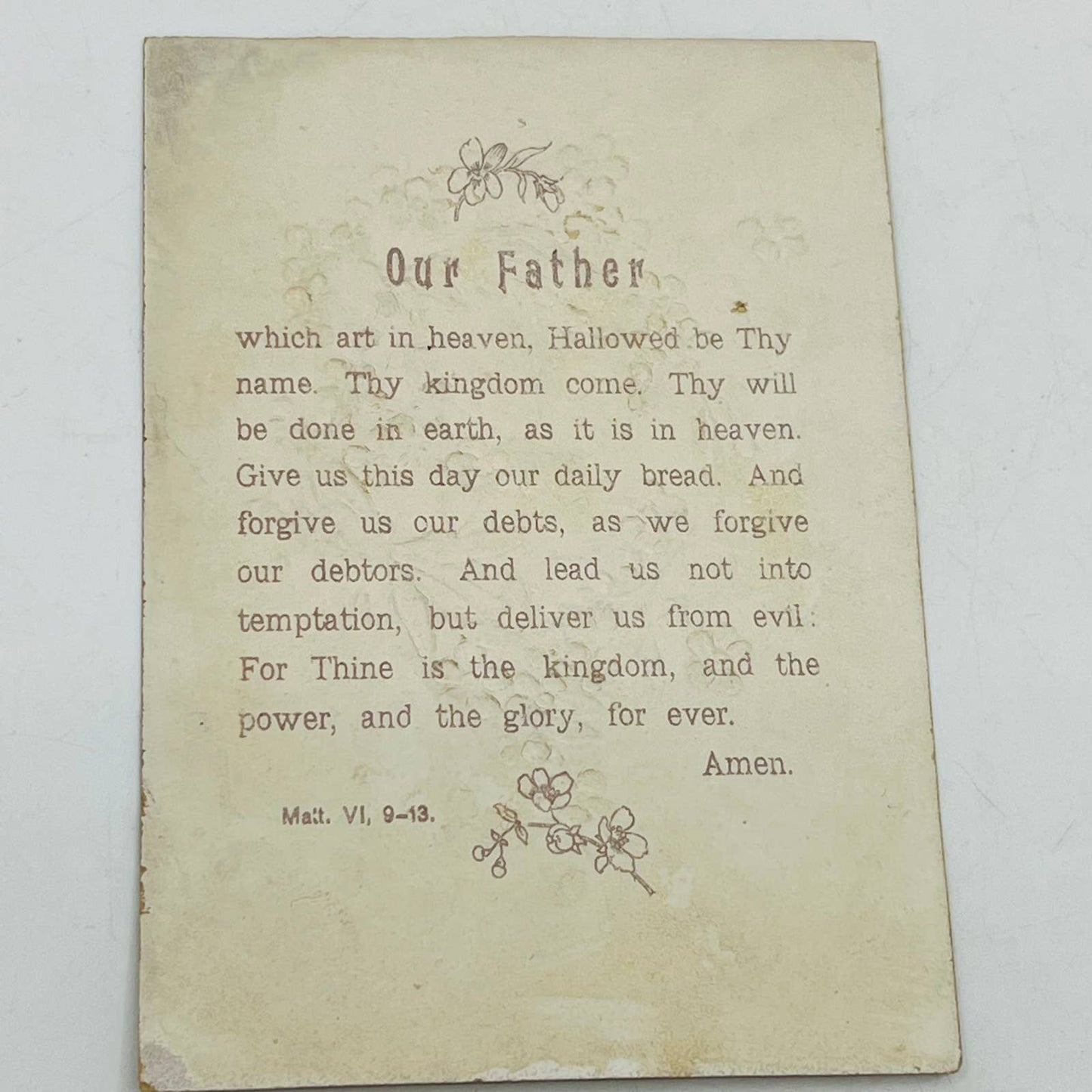 1880s Victorian Christian Holy Prayer Card Ephesians 5:2 Lord’s Prayer Gilt AA2