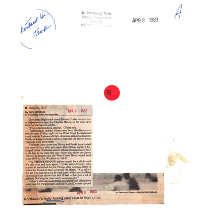 1983 Press Photo Northeast High St. Petersburg High Jump Holly Ackett 8x10" AD2