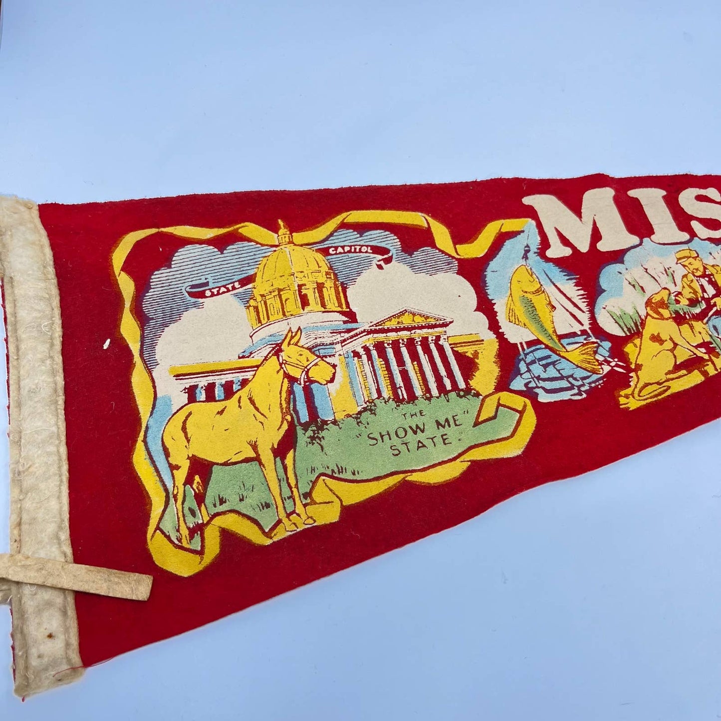 1940s Show Me State Missouri Souvenir Felt Pennant 25” TF5