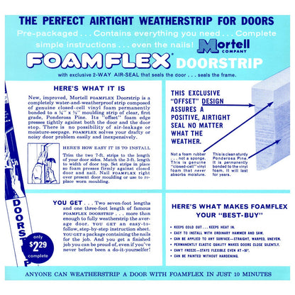 1950s MCM Advertising Brochure Mortell Foamflex Doorstrip Weather Stripping SE4