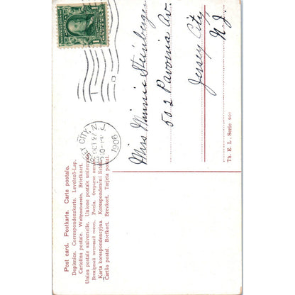 Romance Victorian Couple Courting Lady w Parasol 1906 Original Postcard TK1-21-4
