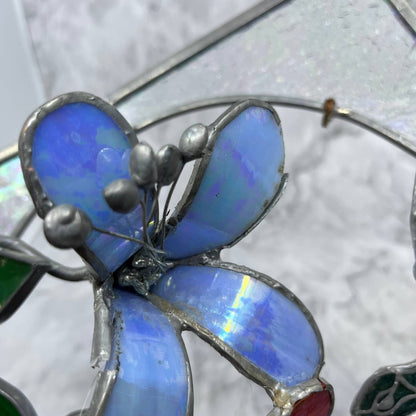 Vintage Stained Glass Sun Catcher 3D Hummingbird and Flowers 10.5” TA9