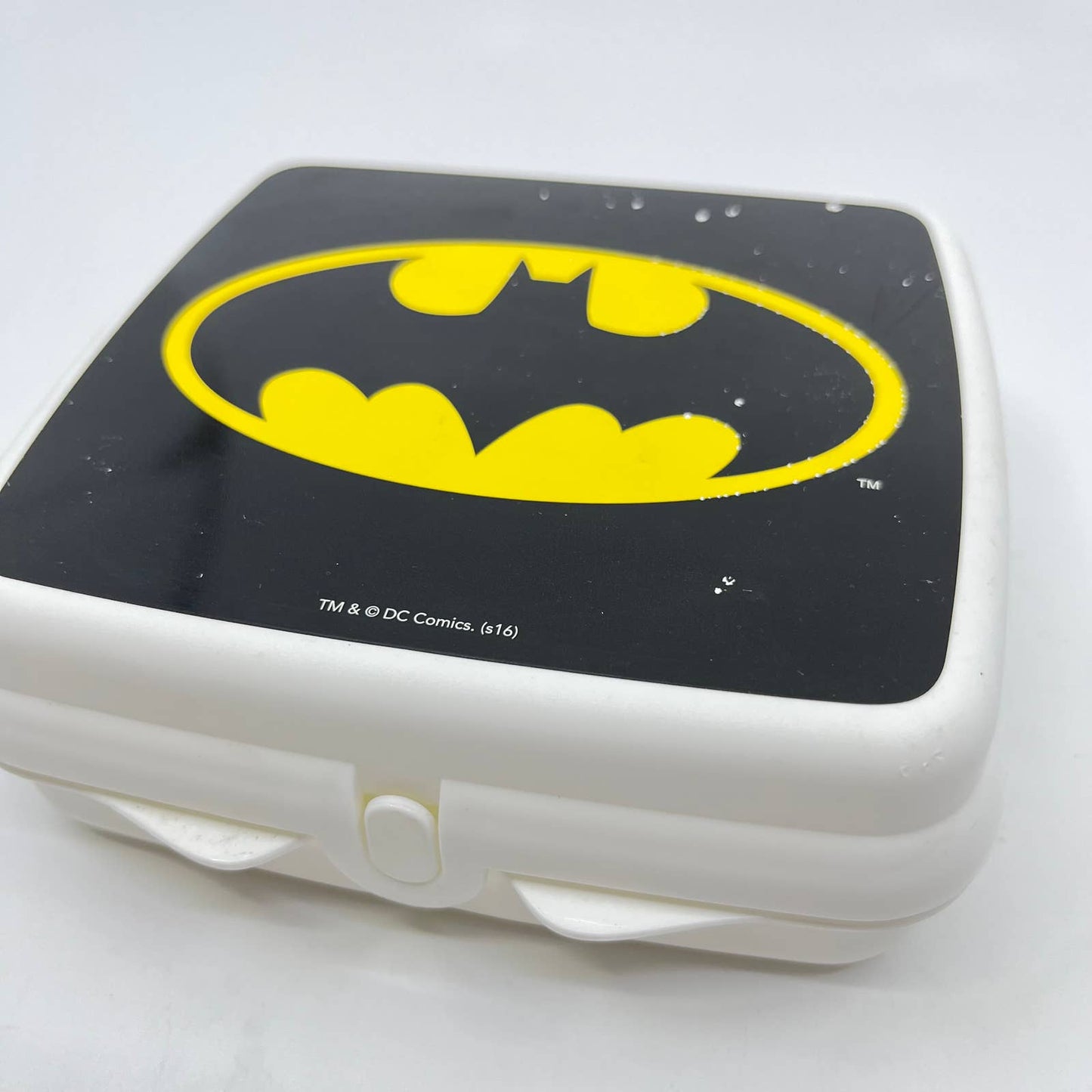 Vintage Tupperware Batman Lunch Box Sandwich Keeper Square Hinged Locking TF3-2