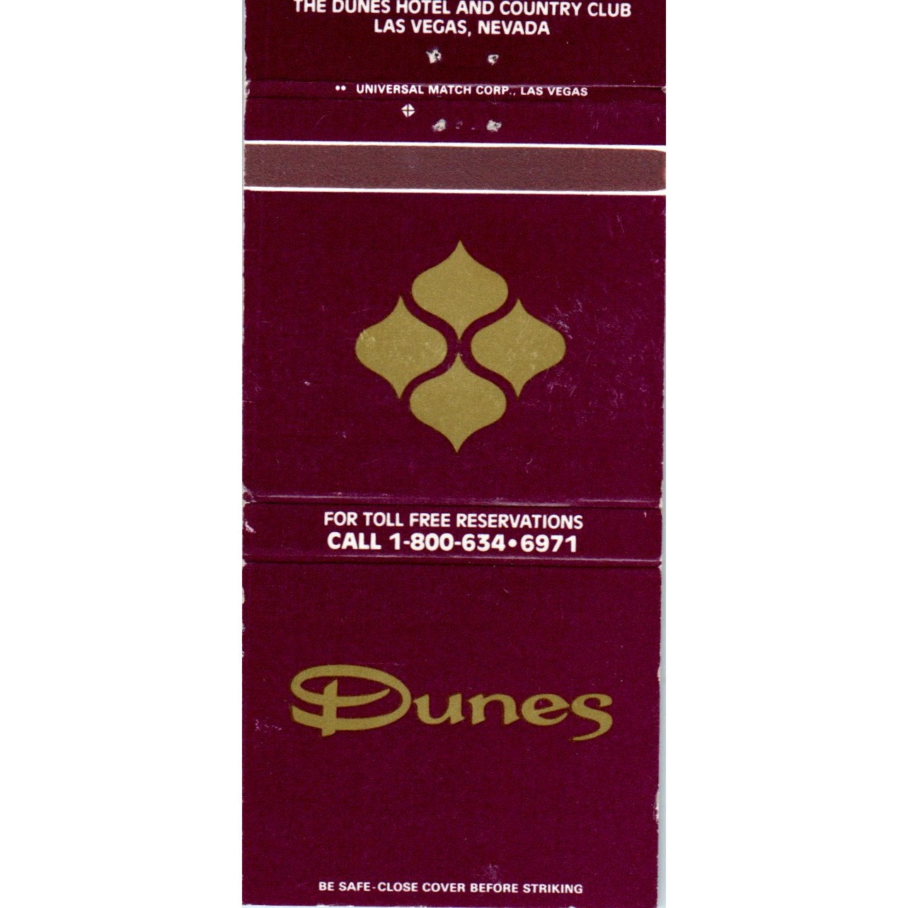 The Dunes Hotel & Country Club Las Vegas NV Advertising Matchbook Cover MM9-7
