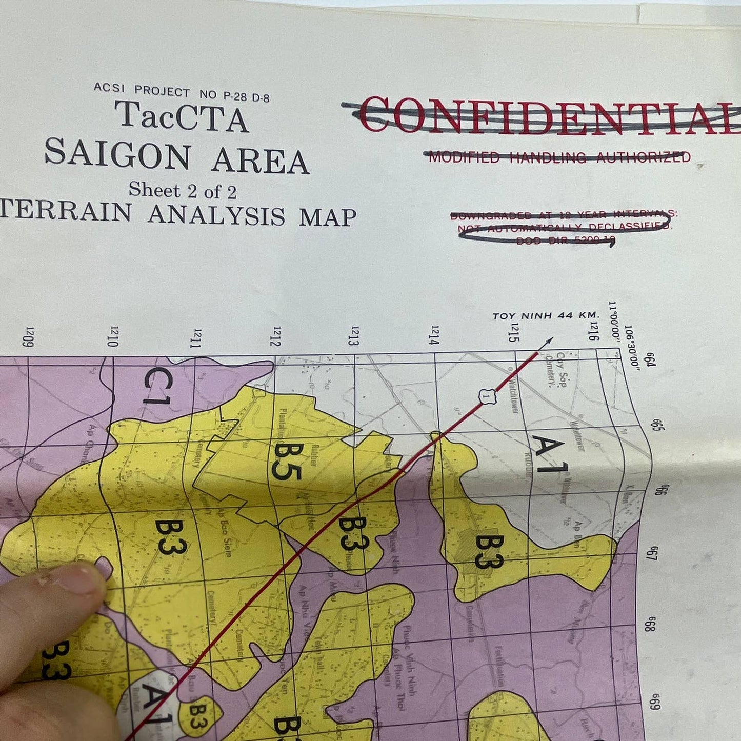 1962 Tactical Commanders' Terrain Analysis SAIGON Area Terrain Analysis Map TF5