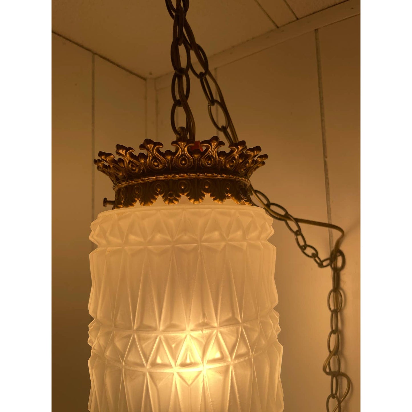 Vintage MCM Mid Century Hollywood Regency Hanging Swag Pendant Light Lamp