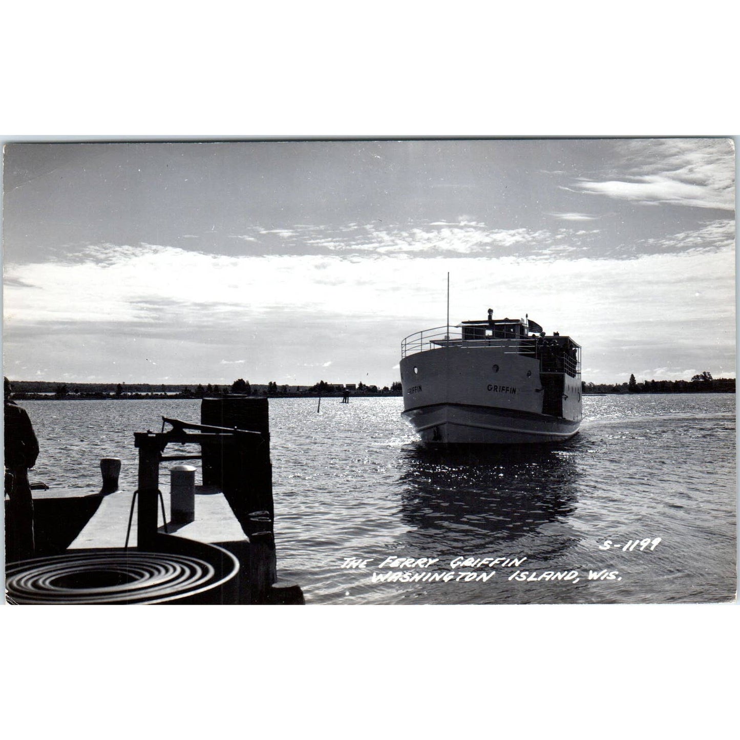 The Ferry Griffin Washington Island 1951 Wisconsin RPPC Original Postcard TJ9-P3