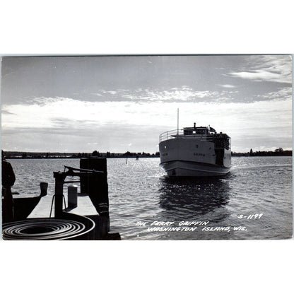 The Ferry Griffin Washington Island 1951 Wisconsin RPPC Original Postcard TJ9-P3