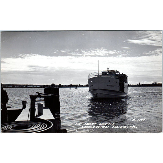 The Ferry Griffin Washington Island 1951 Wisconsin RPPC Original Postcard TJ9-P3