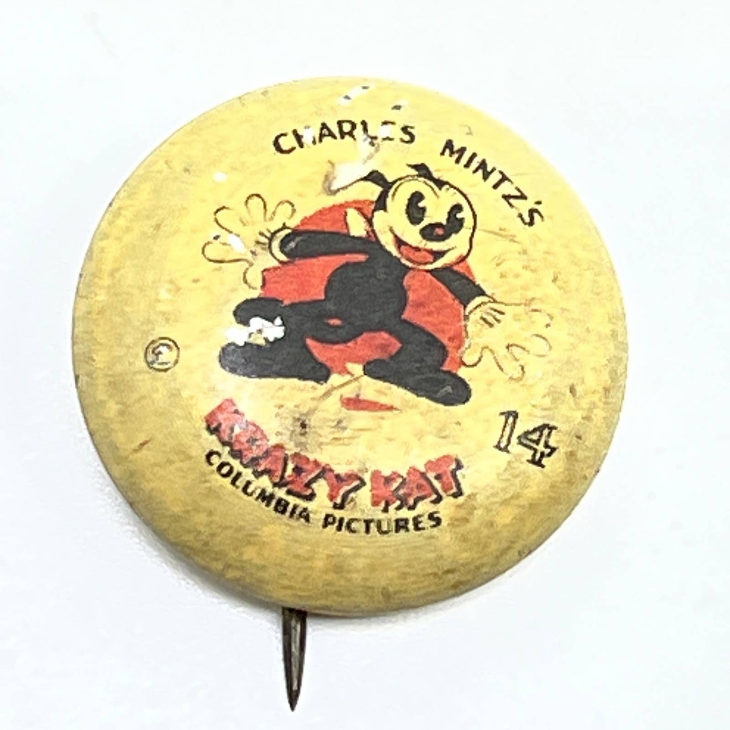 1930s Charles Mintz's Krazy Kat 14 Western Theatre Premium Pinback Button SD9