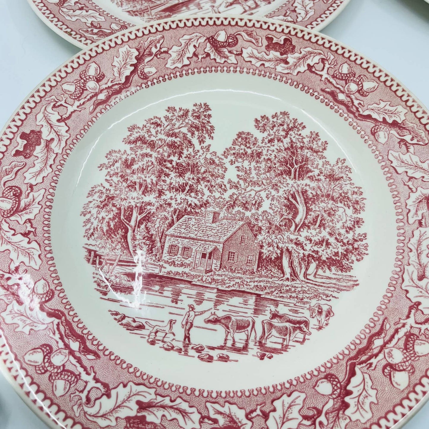 1960s Memory Lane Royal Ironstone Dinner Plate Dog & Oxen Scene 10” Set of 4 TD1