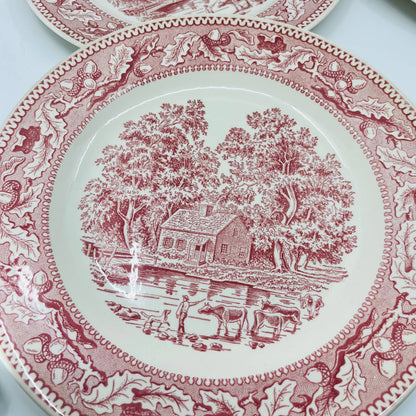 1960s Memory Lane Royal Ironstone Dinner Plate Dog & Oxen Scene 10” Set of 4 TD1