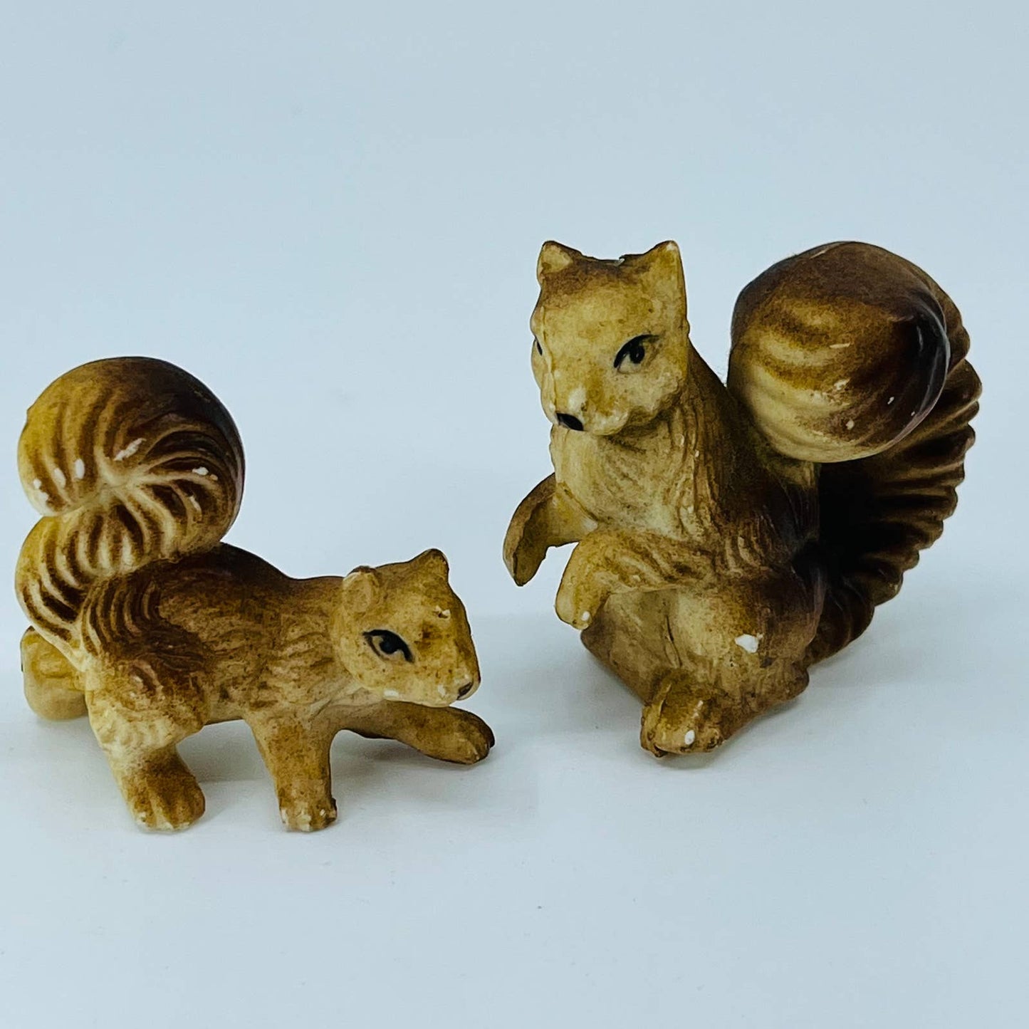 Vintage 1950s SQUIRRELS Painted Hard Plastic Figurine Set of 2 SA1