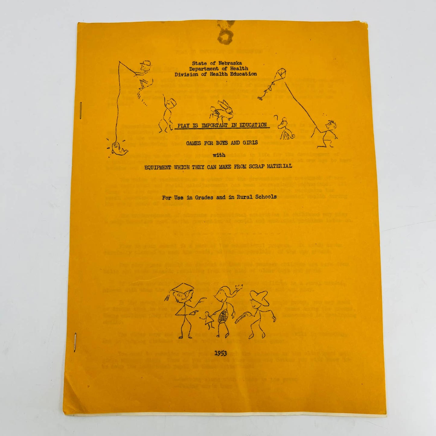 1953 Rural School Booklet - Play is Important Nebraska Dept Education TB8