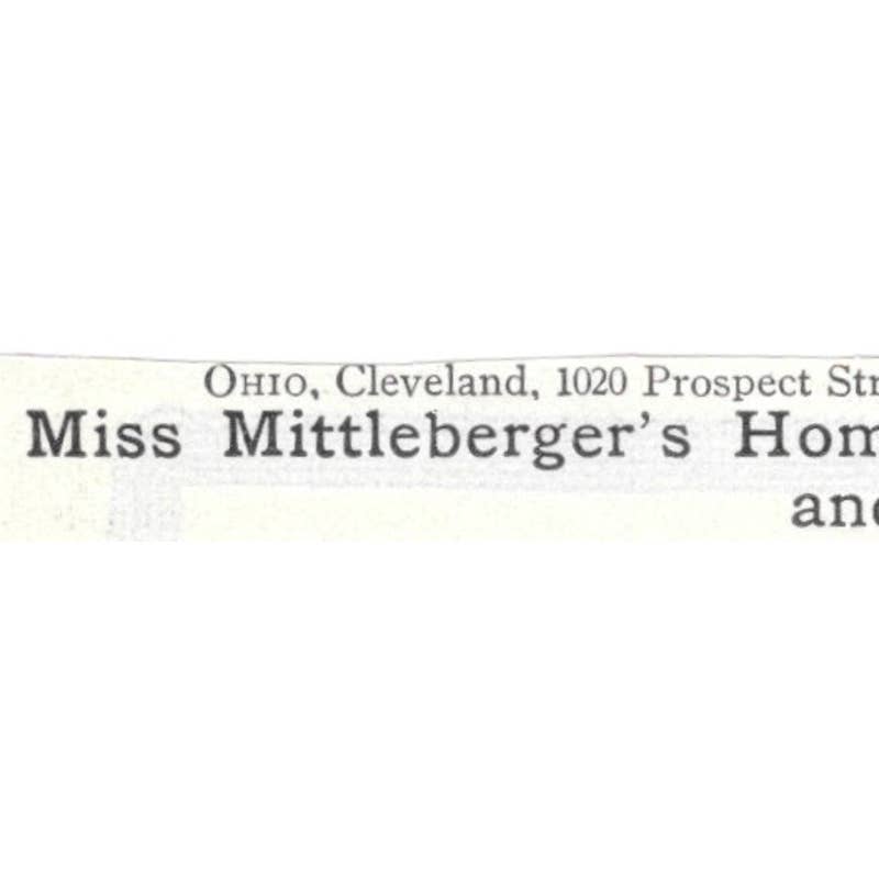 Miss Mittleberger's Home & Day School Cleveland Ohio - 1903 Original Ad TJ8-7-3