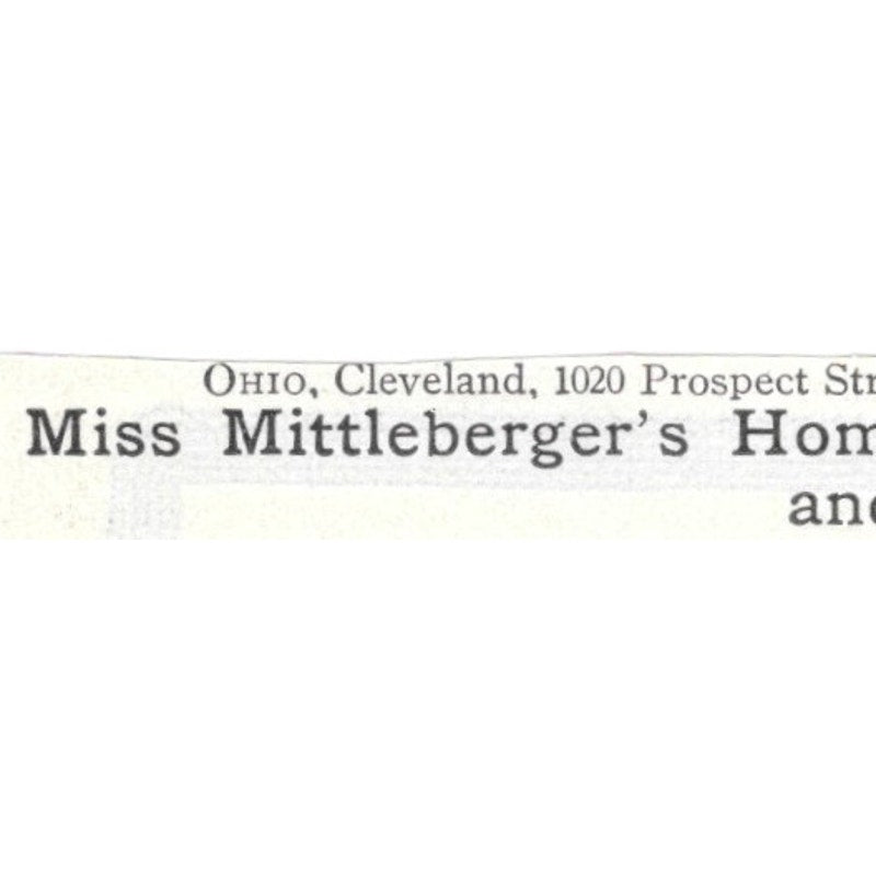 Miss Mittleberger's Home & Day School Cleveland Ohio - 1903 Original Ad AK5-S29