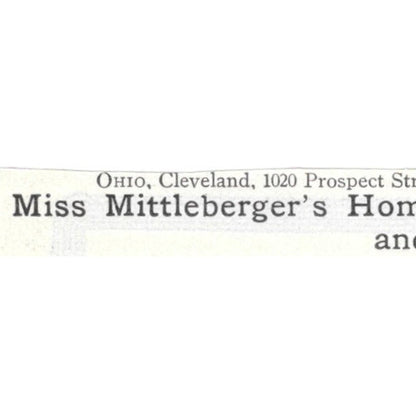 Miss Mittleberger's Home & Day School Cleveland Ohio - 1903 Original Ad AK5-S29