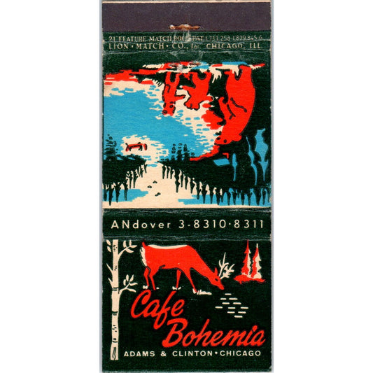 Cafe Bohemia Adams & Clinton Chicago Advertising Matchbook Cover MM9-6