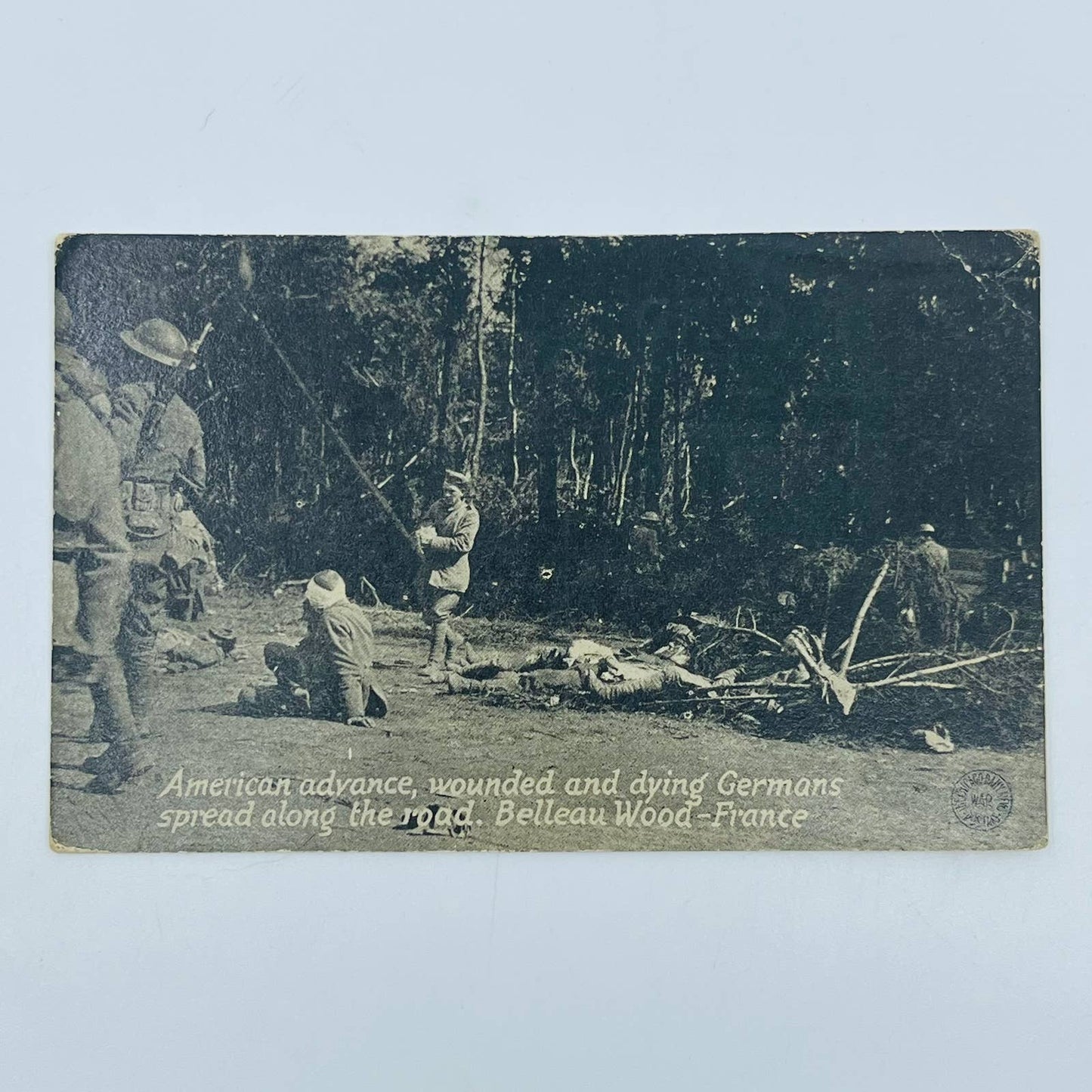 c1918 Postcard WWI Army Troops Wounded & Dying Germans Belleau Wood France PA9