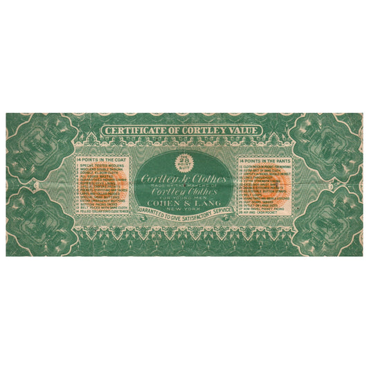 Antique Certificate of Value Cortley Jr. Powers Clothing Store Warsaw IN TH2-SF1