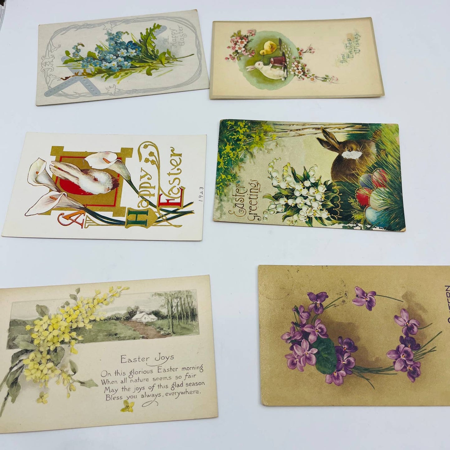 Antique 1900-30 Huge 23pc Easter Post Card Lot Embossed Gilt Dresden TD1-E