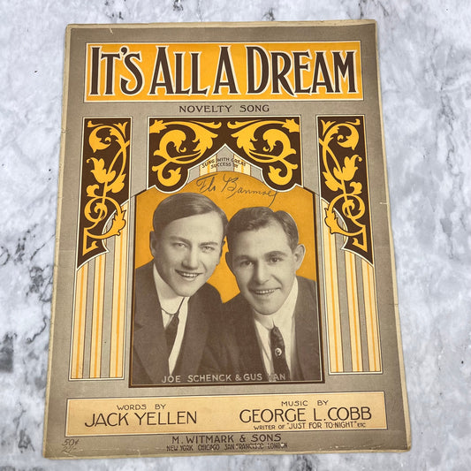 Sheet Music It's All A Dream 1915 Yellen Cobb Piano Schenck Van Witmark V41-2