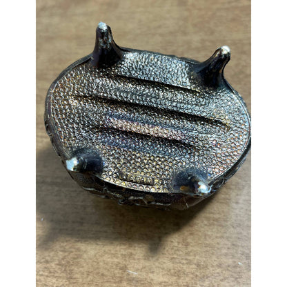 Vtg Art Nouveau Saccharine Victorian Trinket Box White Enamel Brass Japan 3” TG8