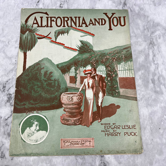 California and You Edgar Leslie Hattye Fox Harry Puck 1914 Sheet Music TK2-SM3